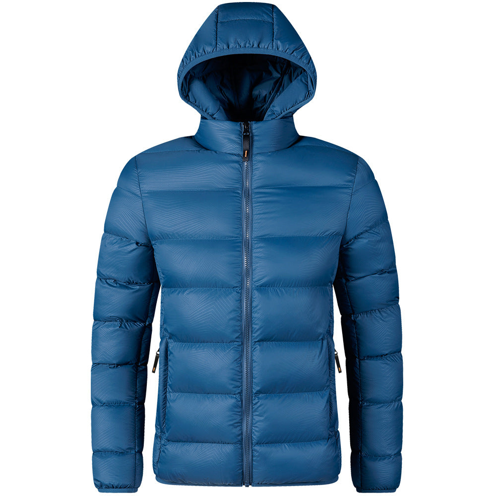 Blue Men's Hooded Lightweight Padded Jacket