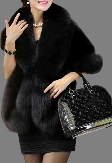 Black Women’s Luxury Faux Fox Fur Shawl