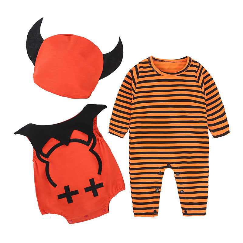 Halloween Pumpkin Performance Wear Baby Romper Jumpsuit & Hat