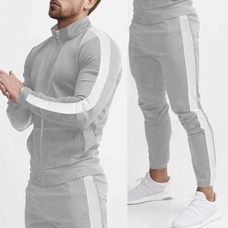 Color Matching Hooded Sports Suit