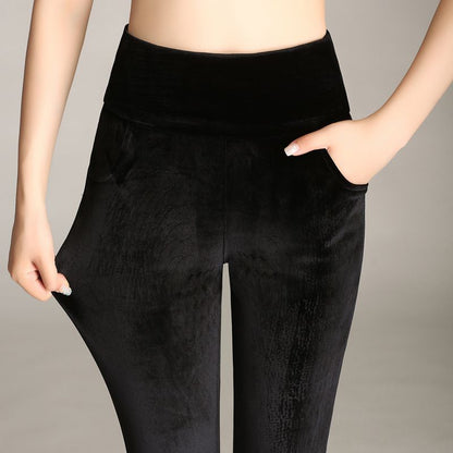 High Waisted Velvet Fleeced Leggings