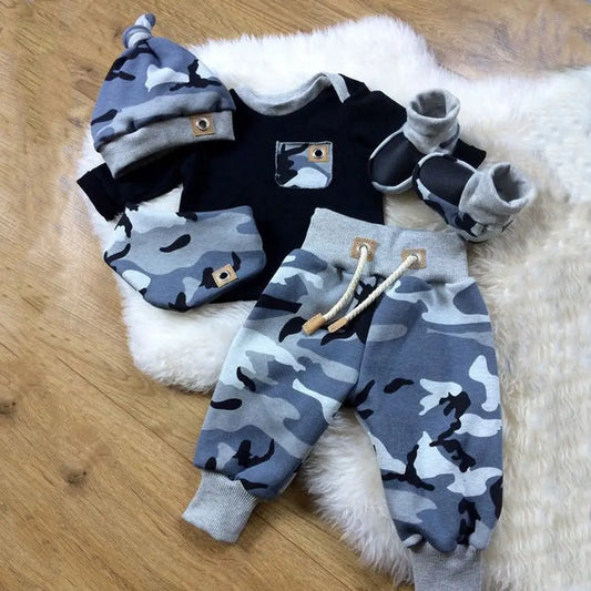 Pudcoco Autumn/Spring 3PCS Baby Boy Camouflage Outfit Set