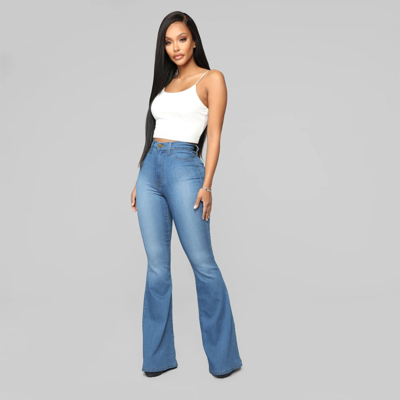 Blue Ladies Classic High Waist Denim Pants