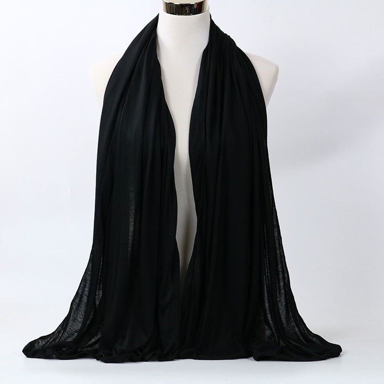 Black Monochrome Cotton Jersey Scarf