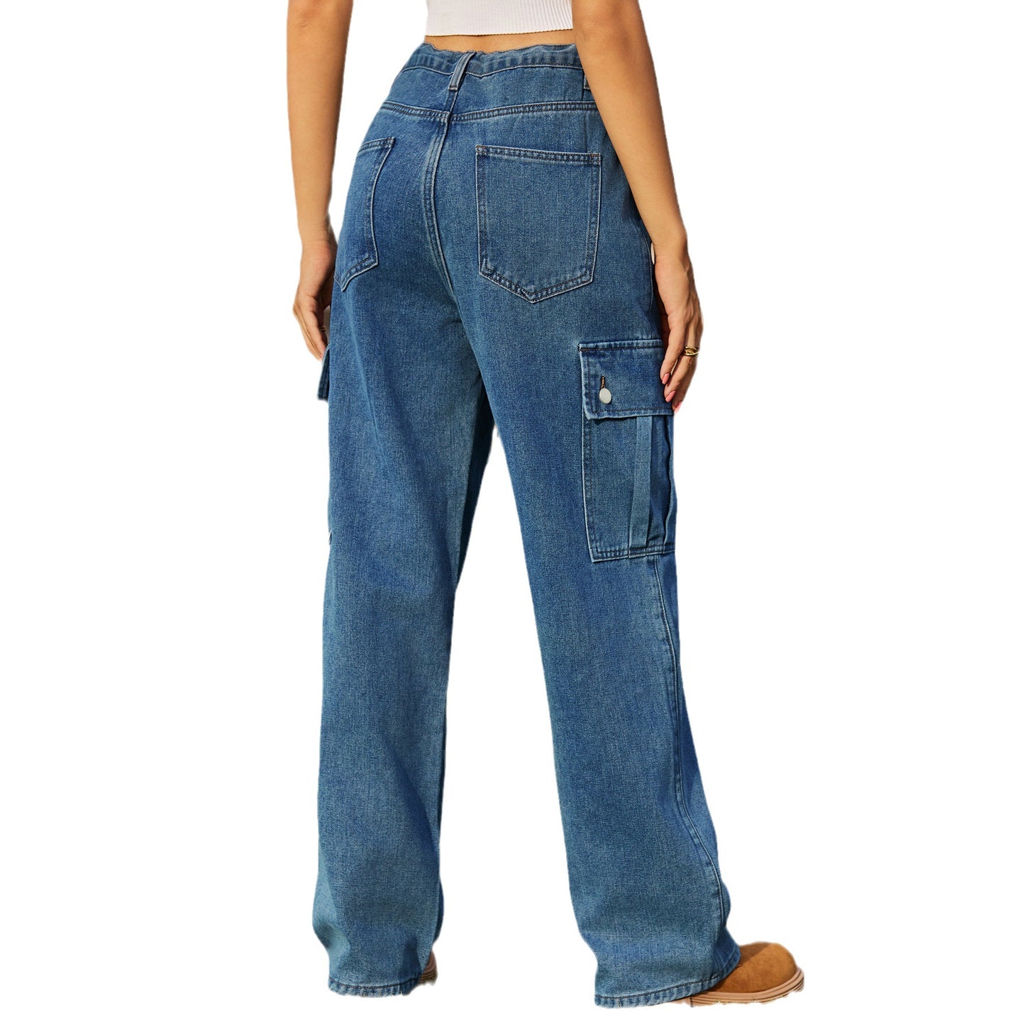 Ladies Denim Loose Fit Adjustable Jeans