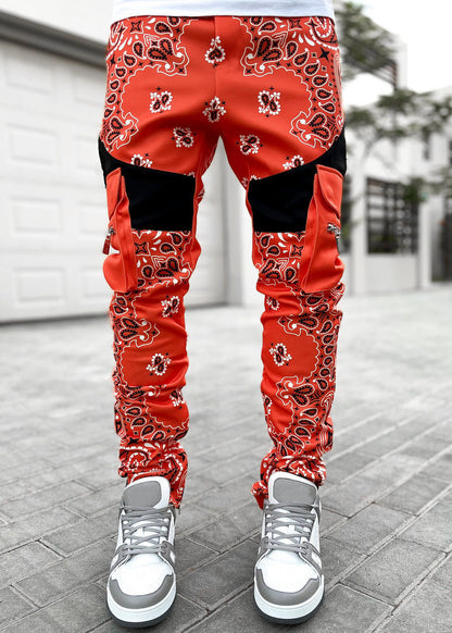 Multi-pocket Bandanna Style Trousers