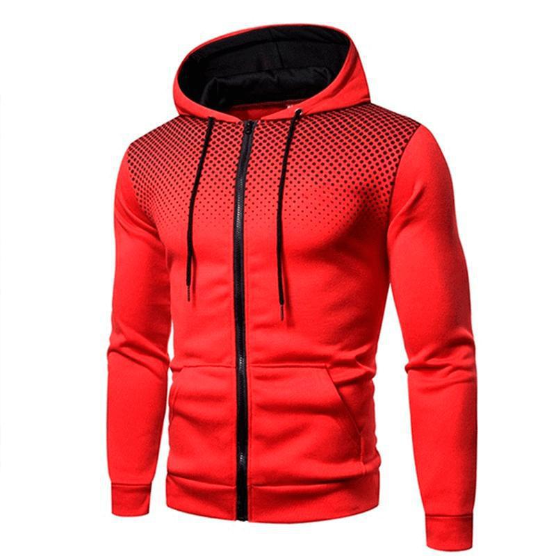 Red  Sports Fitness Zip-up Hoodie