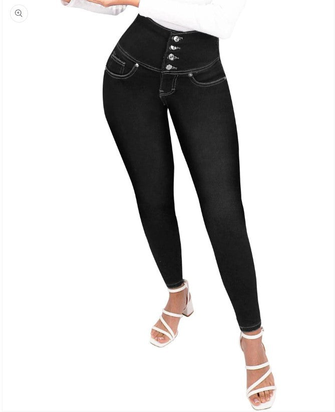 Black Ladies Sculpted Silhouette Shaping Jeans