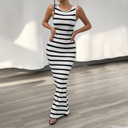 Women's Slim Striped Sleeveless Dress