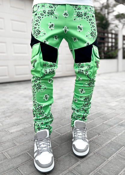 Multi-pocket Bandanna Style Trousers