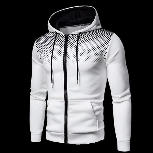 White Sports Fitness Zip-up Hoodie