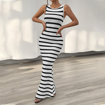 Women's Slim Striped Sleeveless Dress