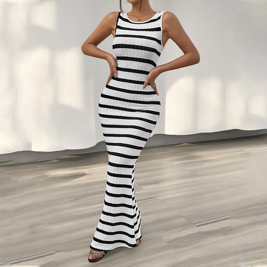 Women's Slim Striped Sleeveless Dress
