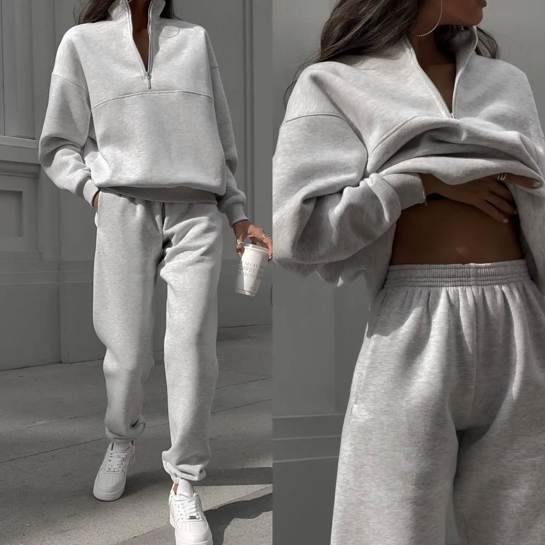 Women's white Sweater And Trousers Casual Two-piece Set