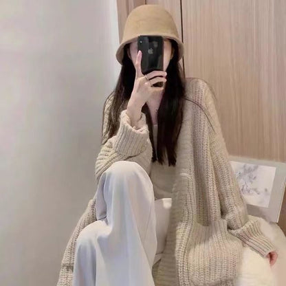 Cozy Elegance: Women's Knitted Long Sweater Cardigan