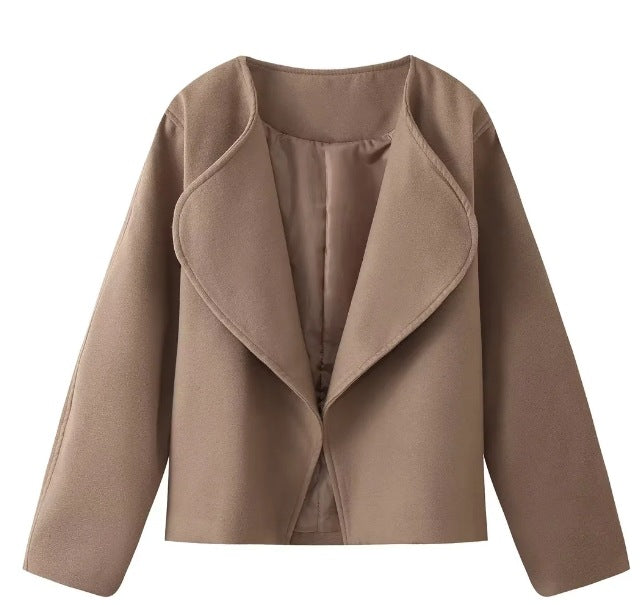 Ladies Camel  Short Woolen Coat: Timeless Elegance