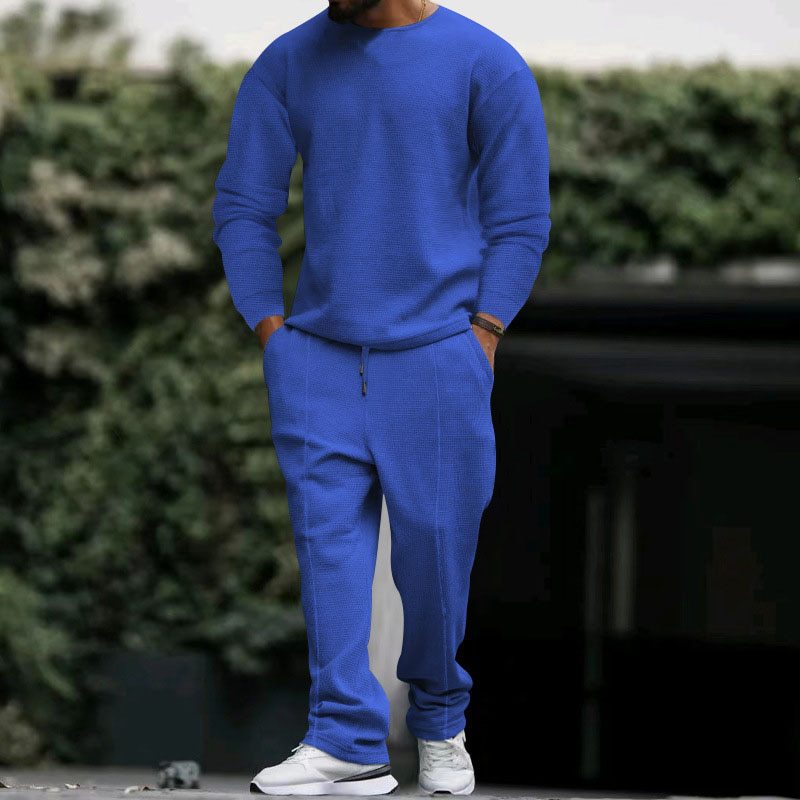 Mens Blue Sports Long Sleeve Trousers Set