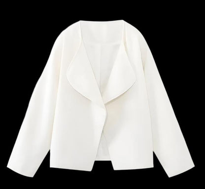 White Solid Color Short Woolen Coat