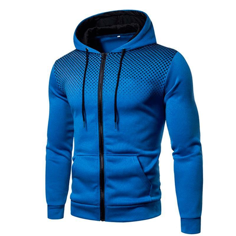 Blue Sports Fitness Zip-up Hoodie