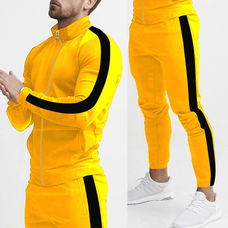 Color Matching Hooded Sports Suit