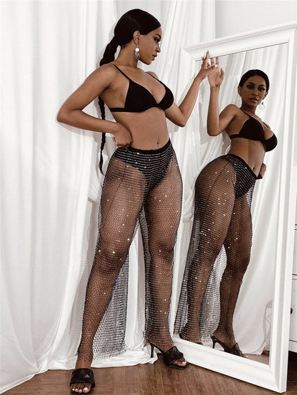 Crystal Fishnet Wide Leg Trousers