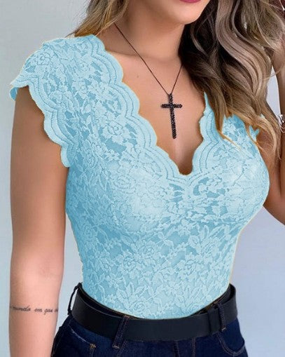 Elegant Lace V-Neck Top