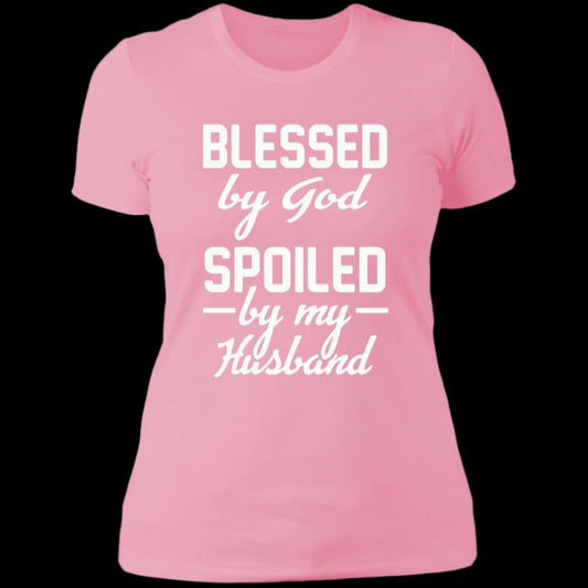 Pink Women's Blessed By God Spoiled by My Husband T-Shirt