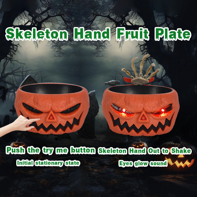 Halloween Candy Plastic Pumpkin Bowl With Motion Activated Hand