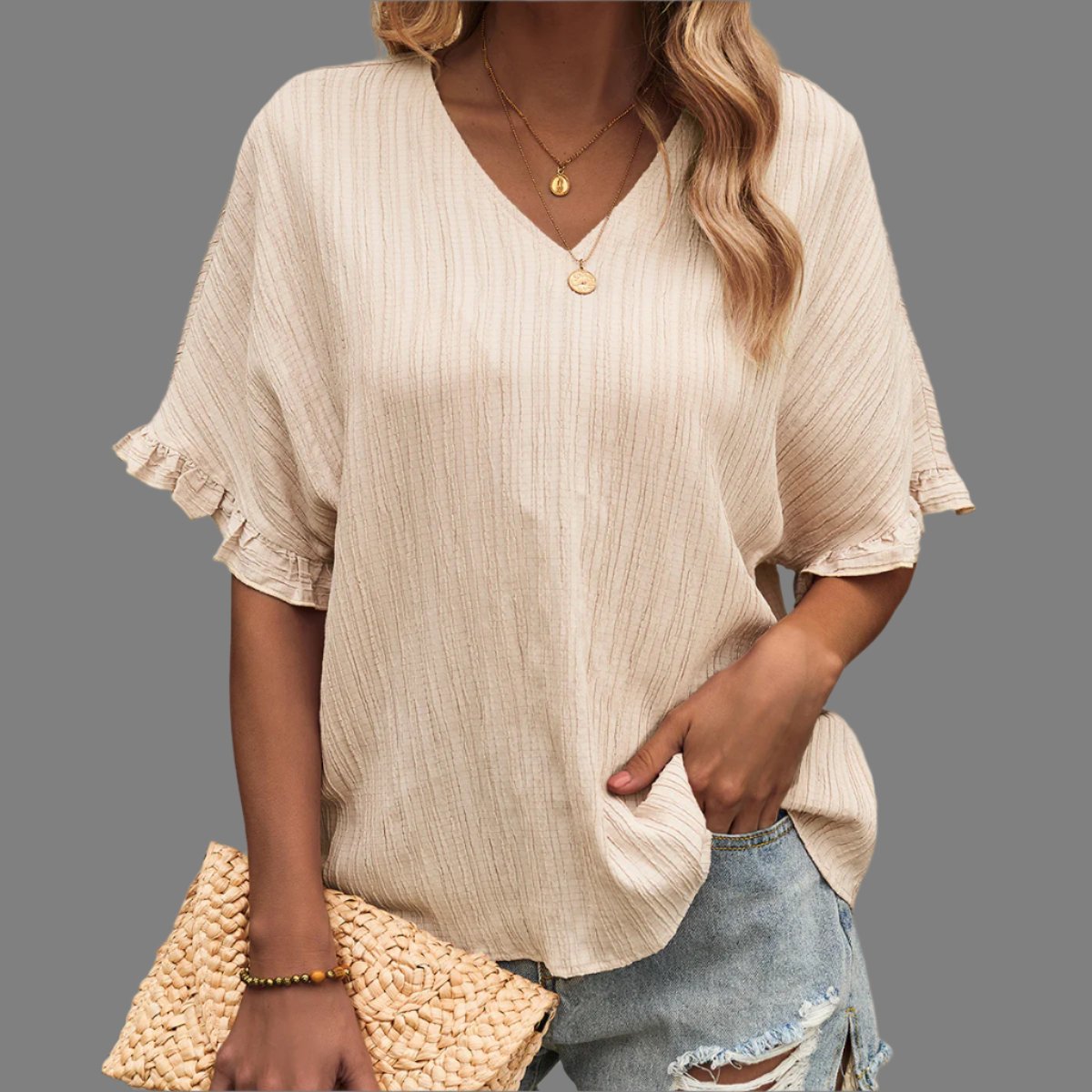 Ladies Ruffled  Sleeve Top