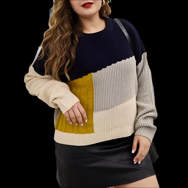 Plus Size Round Neck Knitted Style Long Sleeve Jumper