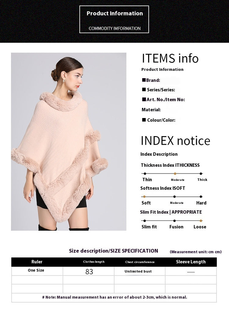 Imitation Rex Rabbit Fur Collar Shawl