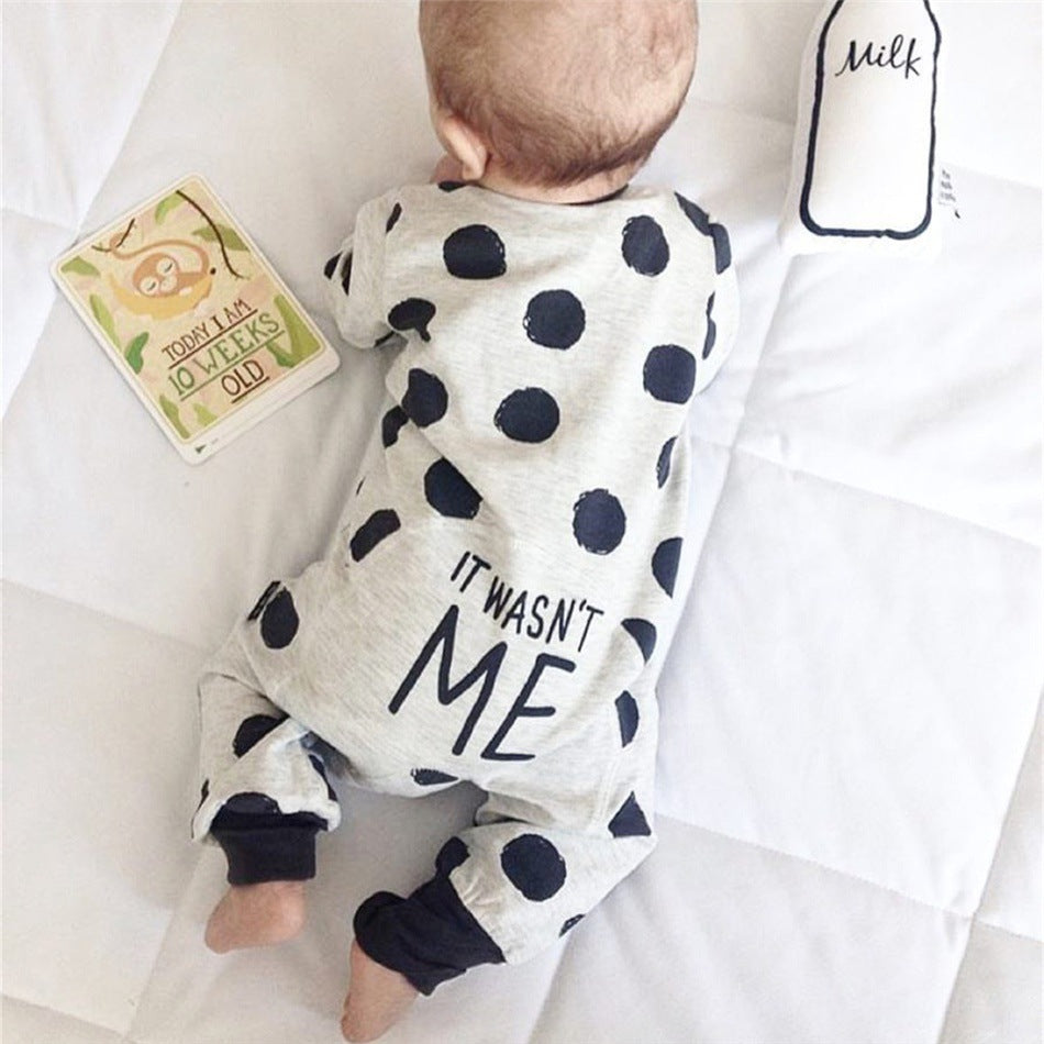 Long-sleeved Cotton One-piece Baby Romper - It wasn't me