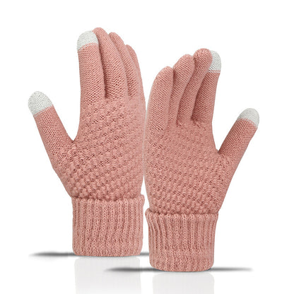 Fleece-lined Wind-proof And Cold Protection Knitted Warm Gloves