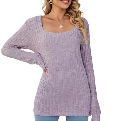 Lilac Chic Striped Square Collar Top