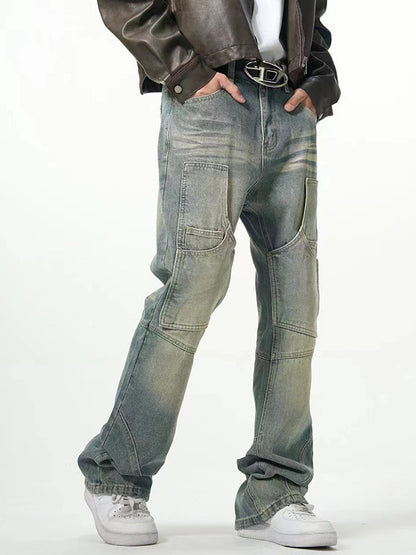 Men American Street Distressed Loose Straight Casual Jeans