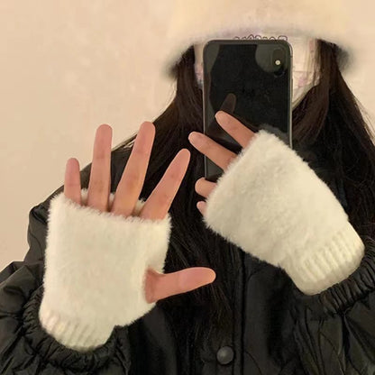 Women's Autumn & Winter Thermal Fingerless Knitted Gloves