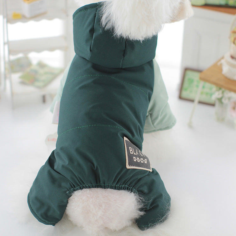 Small Dog Fleece lined Hooded Waterproof Shoulder Cap Jacket