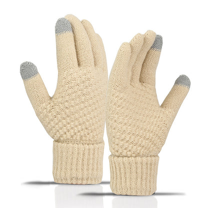 Fleece-lined Wind-proof And Cold Protection Knitted Warm Gloves