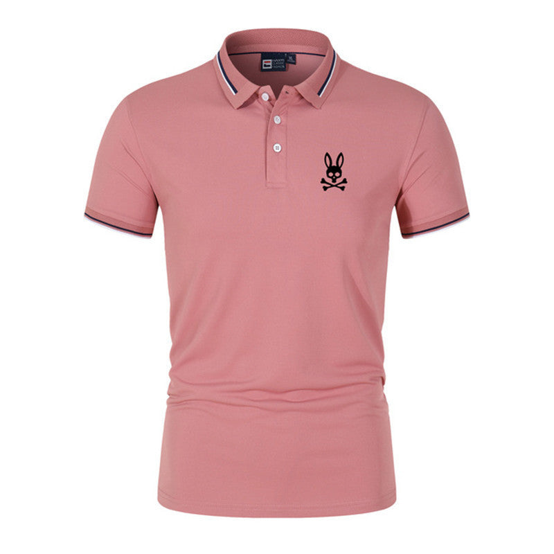 Pink Printed Short-sleeved Polo Shirt