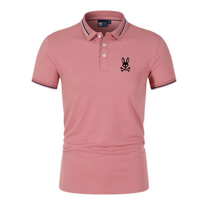 Pink Printed Short-sleeved Polo Shirt