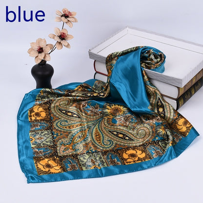 Large Kerchief Silk Scarf Classic Retro Printing