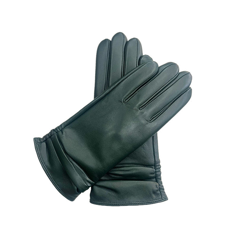 Ladies Touch Screen Sheepskin Leather Gloves With Velvet