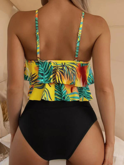 Split High Waist Tankini Bikini