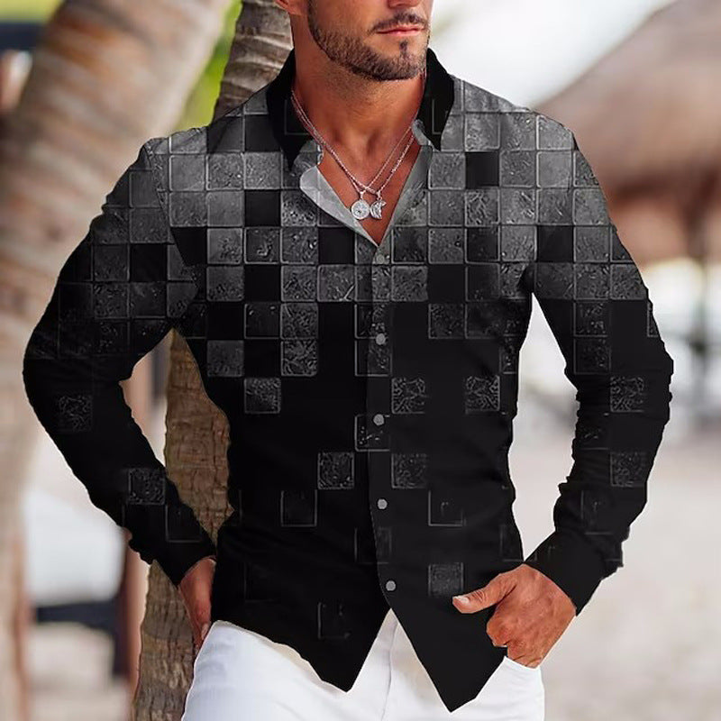 Vibrant Long Sleeve Lapel Shirt: Stylish Prints