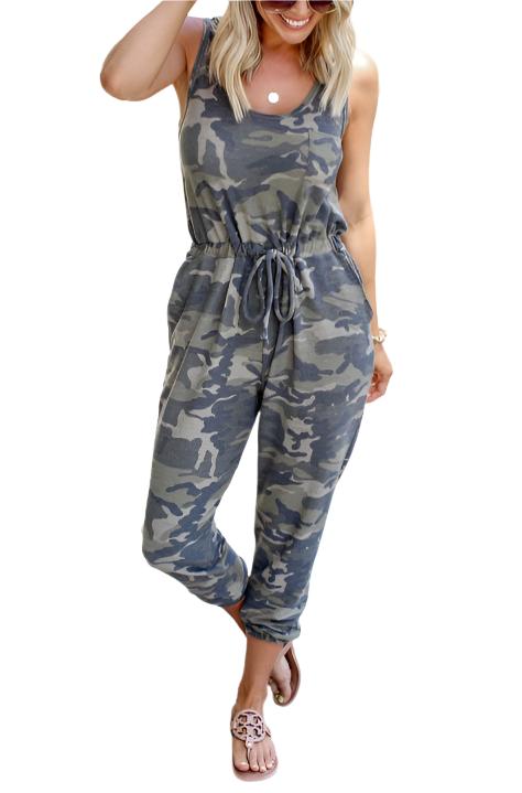 Ladies High Waist Casual Camouflage Jumpsuit