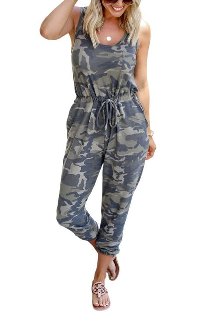 Ladies High Waist Casual Camouflage Jumpsuit