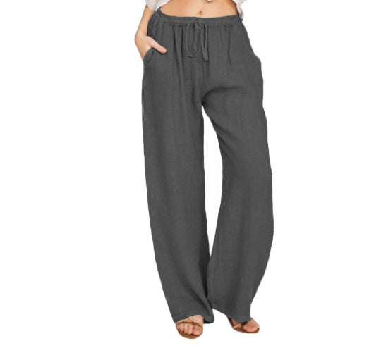 Comfy Women's Casual Cotton And Linen Loose Trousers