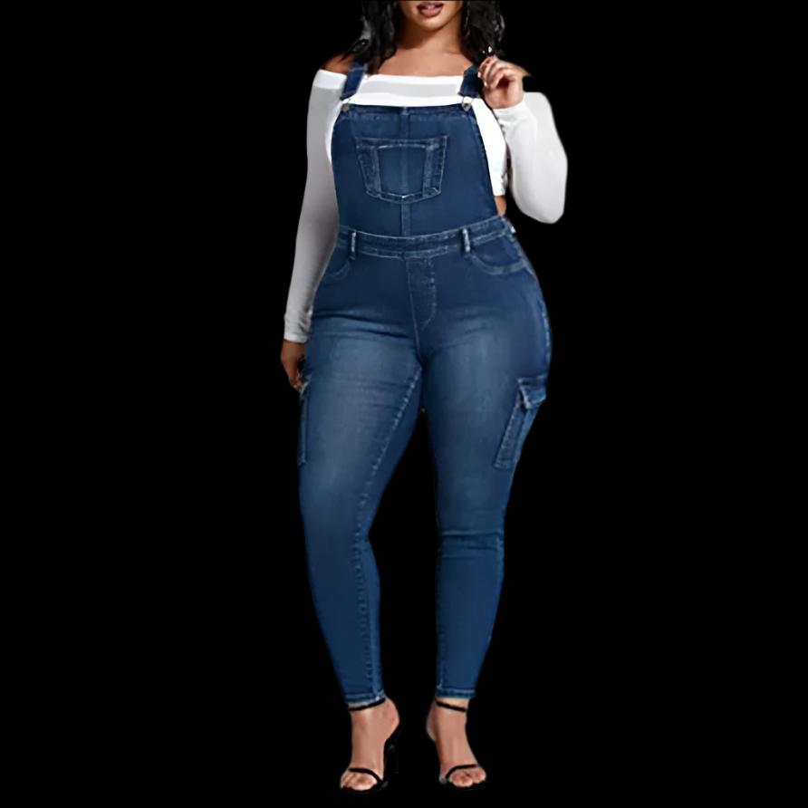 Women's Popular Plus Size Denim Skinny Jeans Dungaree Style