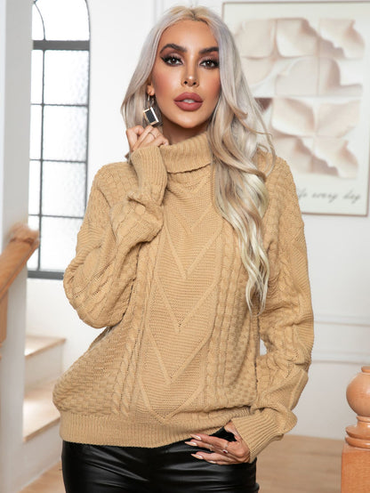 Cozy Style: Cable-Knit Turtleneck Sweater