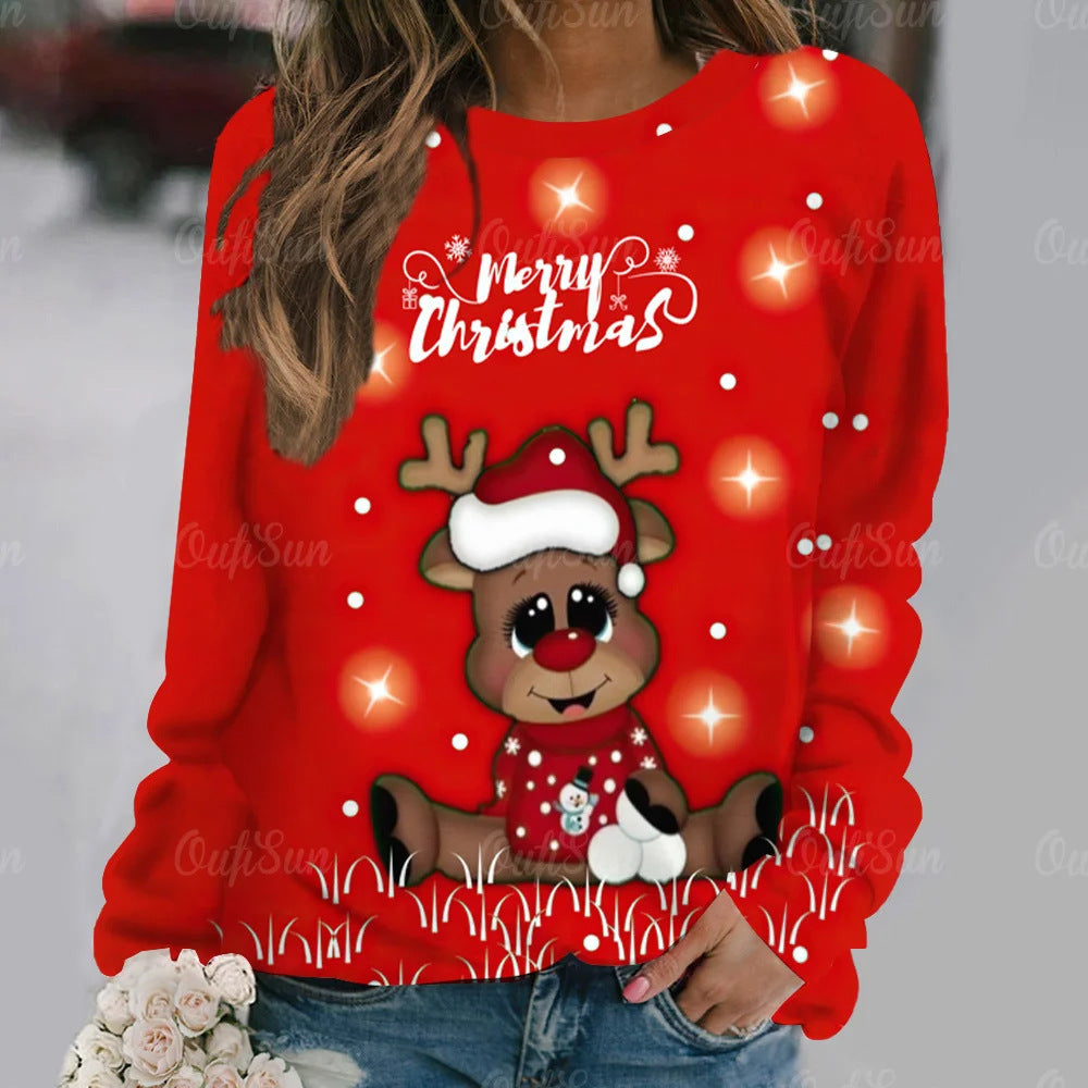 Digital 3D Printing Christmas Loose Sweatshirt